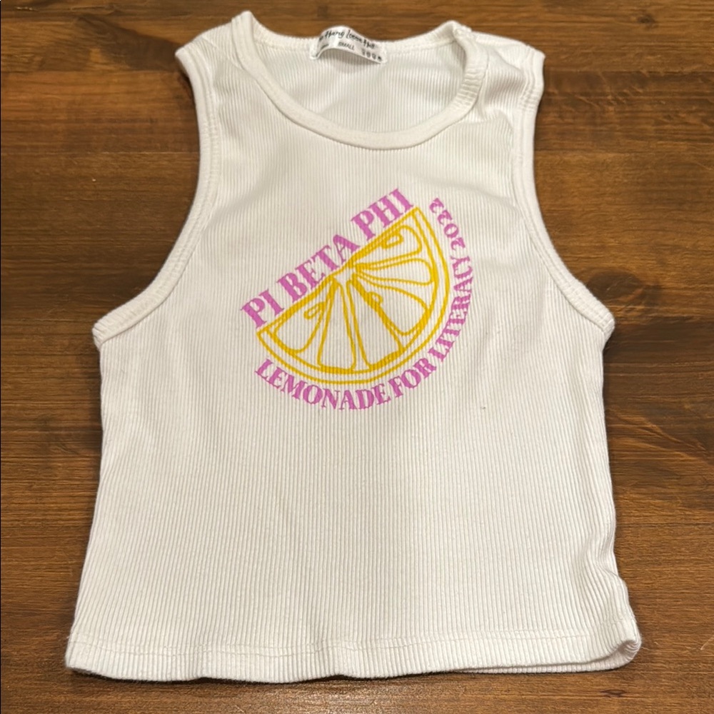 Pi Beta Phi Tank Top with Pink and Yellow Print